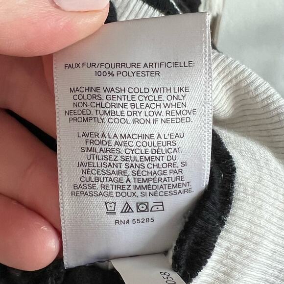 EXPRESS One Eleven Sherpa Fleece Quarter Zip Sweatshirt Varsity Stripe Womens M - Picture 6 of 9